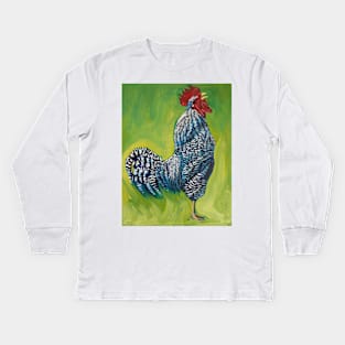 Rocky the Barred Rock Rooster Kids Long Sleeve T-Shirt